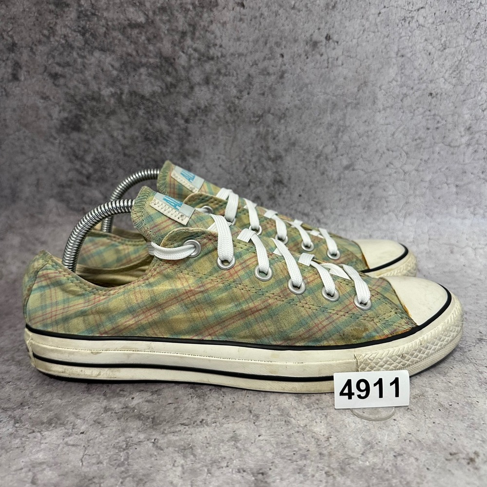 Converse Chuck Taylor All Star Womens 10 Green Plaid Low Top Sneakers 1X865